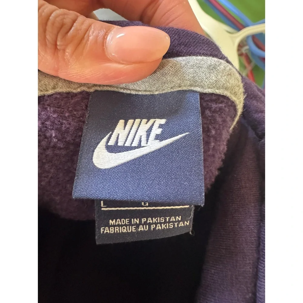 Nike Cowl Neck Hoodie Size Large Purple Rose Gold Swoosh Fleece Pullover Exc